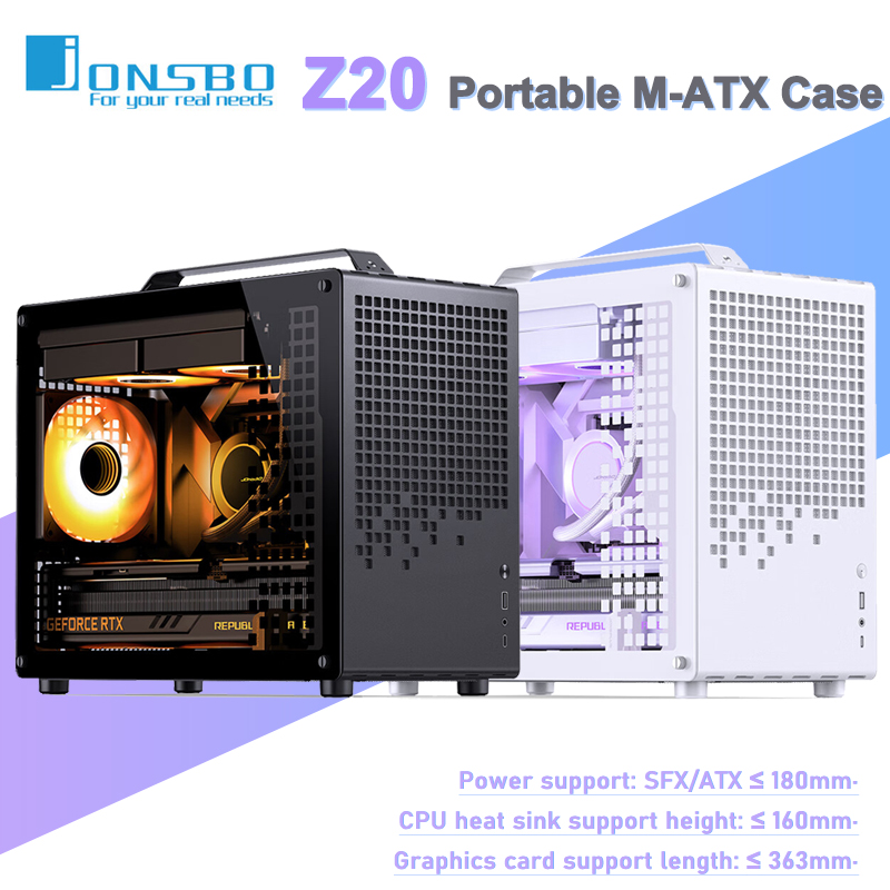 Jonsbo Z20 ポータブル コンピュータ ケース MATX Mini-ITX シャーシ サポート SFX/ATX 電源 Type-C Gen2 20L MINI デスクトップ PC ケース