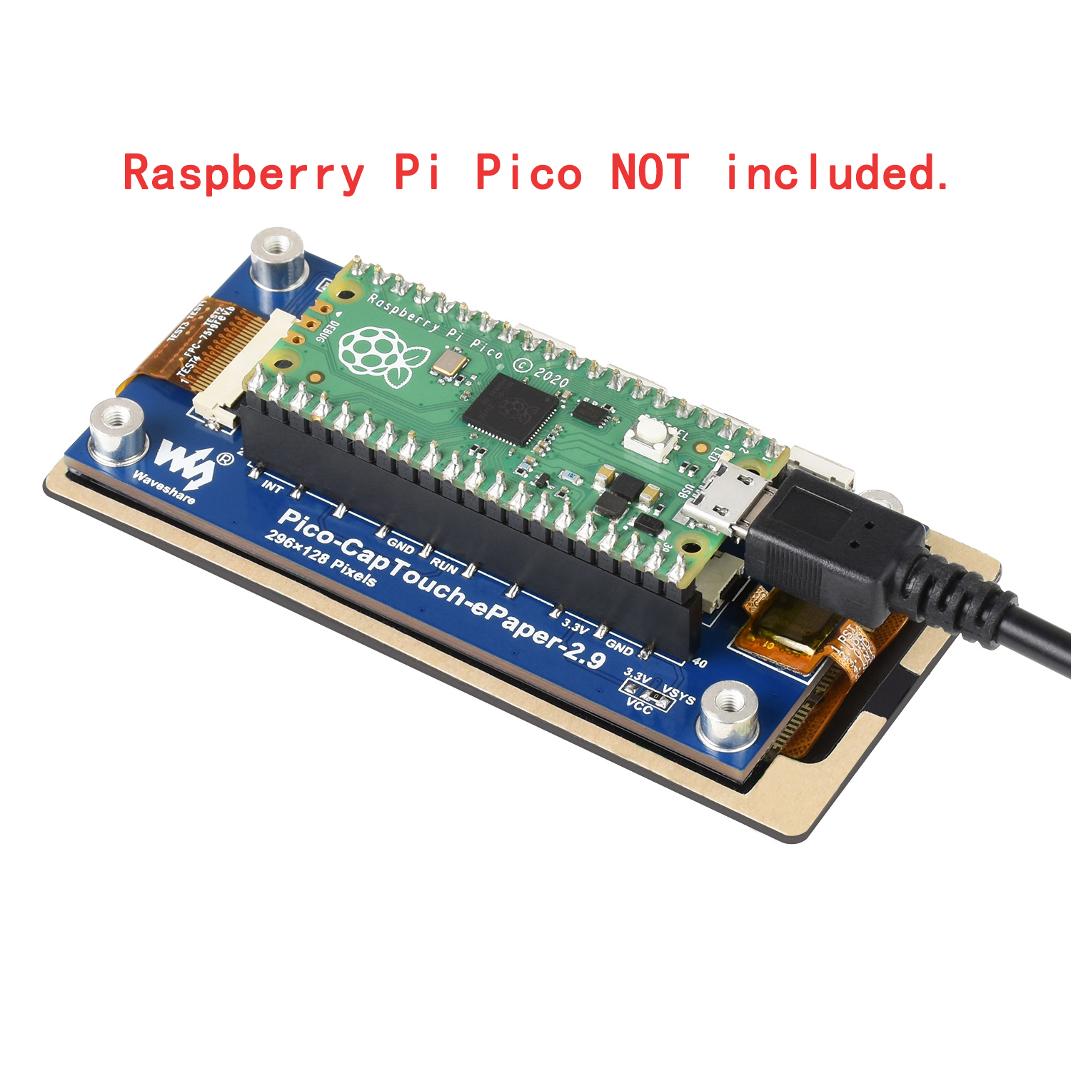 2.9 インチタッチ E インクスクリーンディスプレイ電子ペーパーモジュール HAT RPI Raspberry Pi PICO 2 W PICO2 RP2040 RP2350 電子ペーパー拡張ボード用