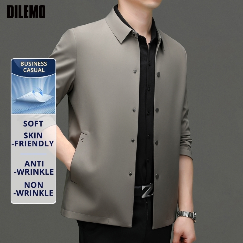 High End Anti Wrinkle Men Business Casual Single Breasted Blazer Jacket Dad's Outfit Middle Aged Windbreaker Executive Coats