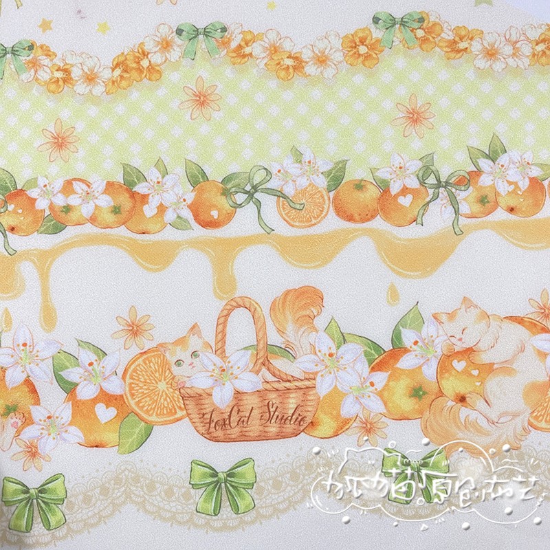 lovely Lolita Dress Orange Flower Cat fabric DIY handwork bag Hand accounting materials Children's skirt