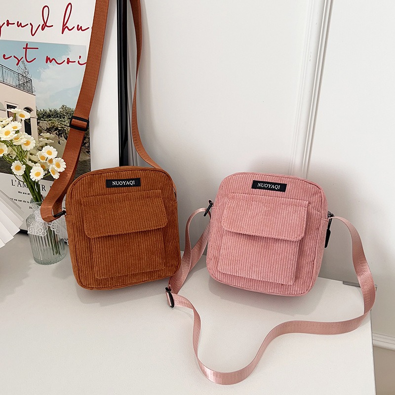女性用 コーデュロイ ショルダーバッグ ストライプ 布 ハンドバッグ カジュアル ジッパー ハンドバッグ キャンバス クロスボディ 女性用 かわいい ショッピングバッグ