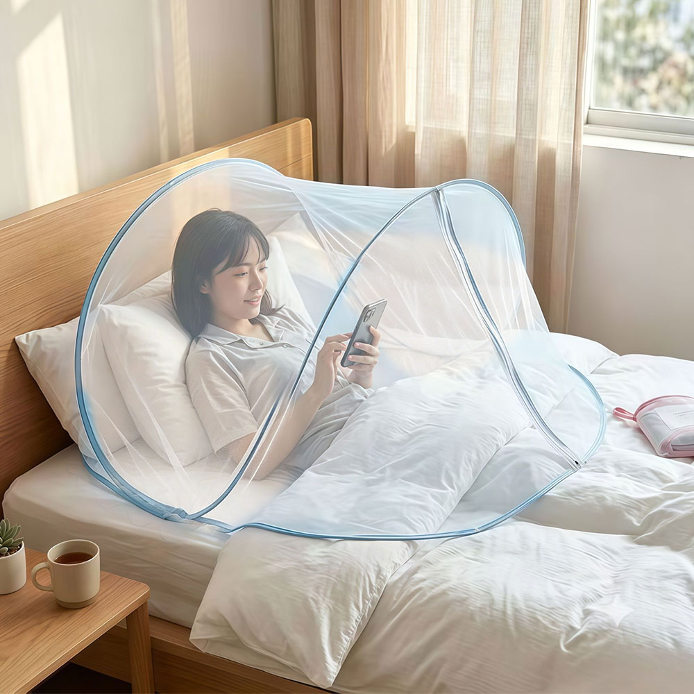 ノベルティポップアップベッド蚊帳テント折りたたみ式一人用ベッドキャノピー付きジッパーポータブル昆虫保護家庭旅行用