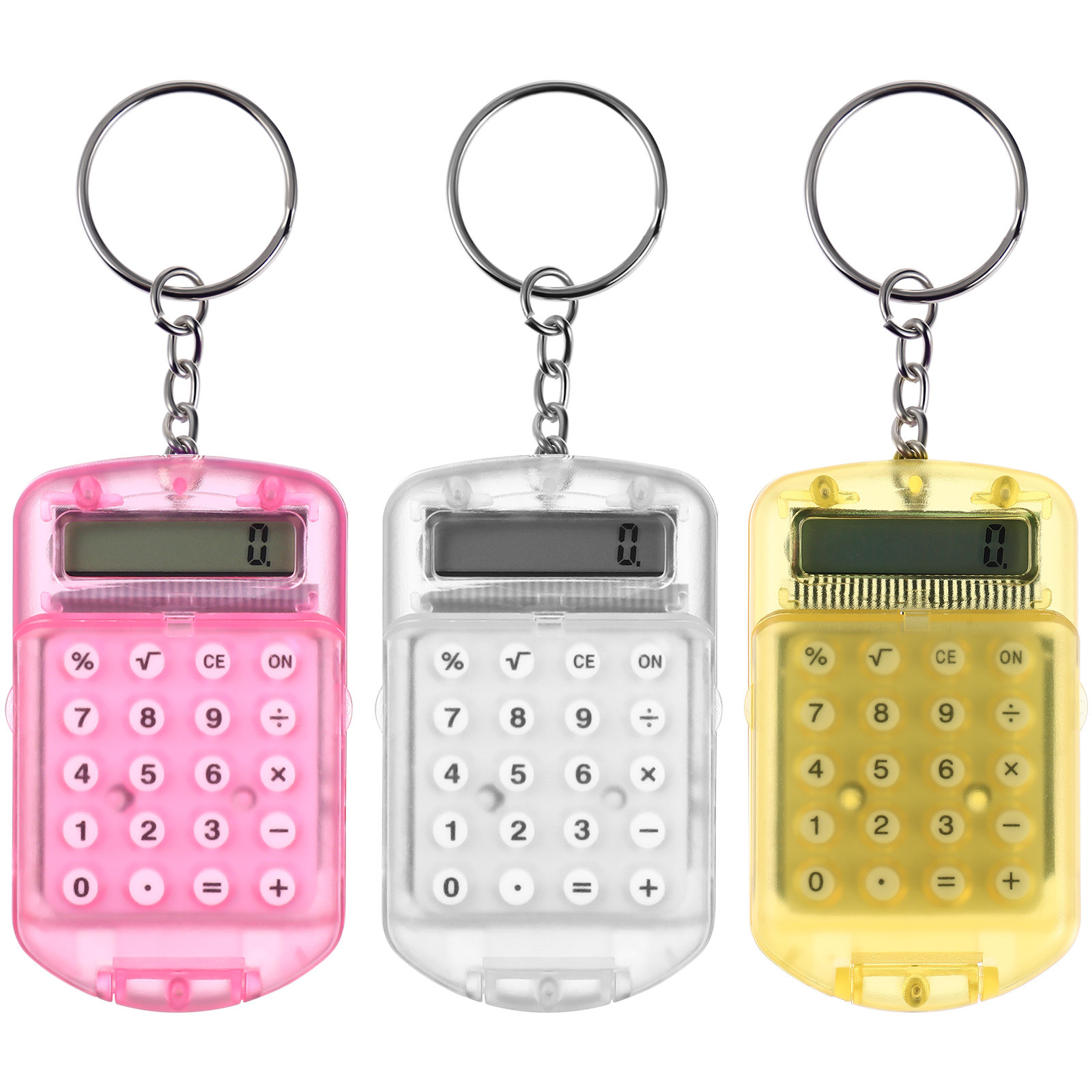 3 個のキーリング電卓小さなミニポケット電子機械チェーン小さなキーホルダー