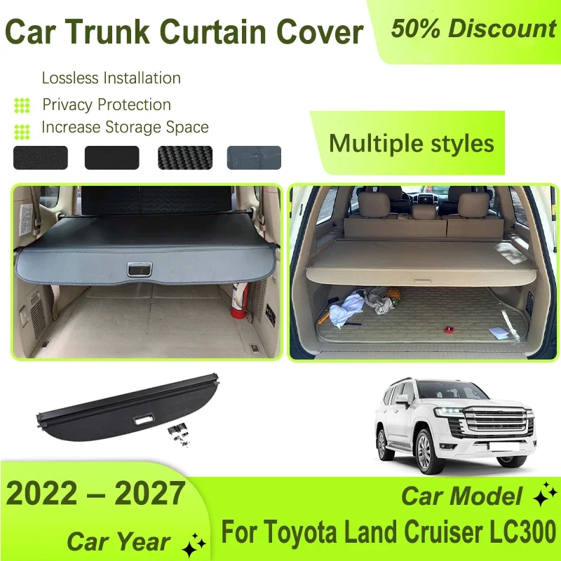 車のトランク収納ラックカバートヨタランドクルーザー LC300 2022-2027 格納式シェード貨物ライナーシェルターパッド自動車の付属品