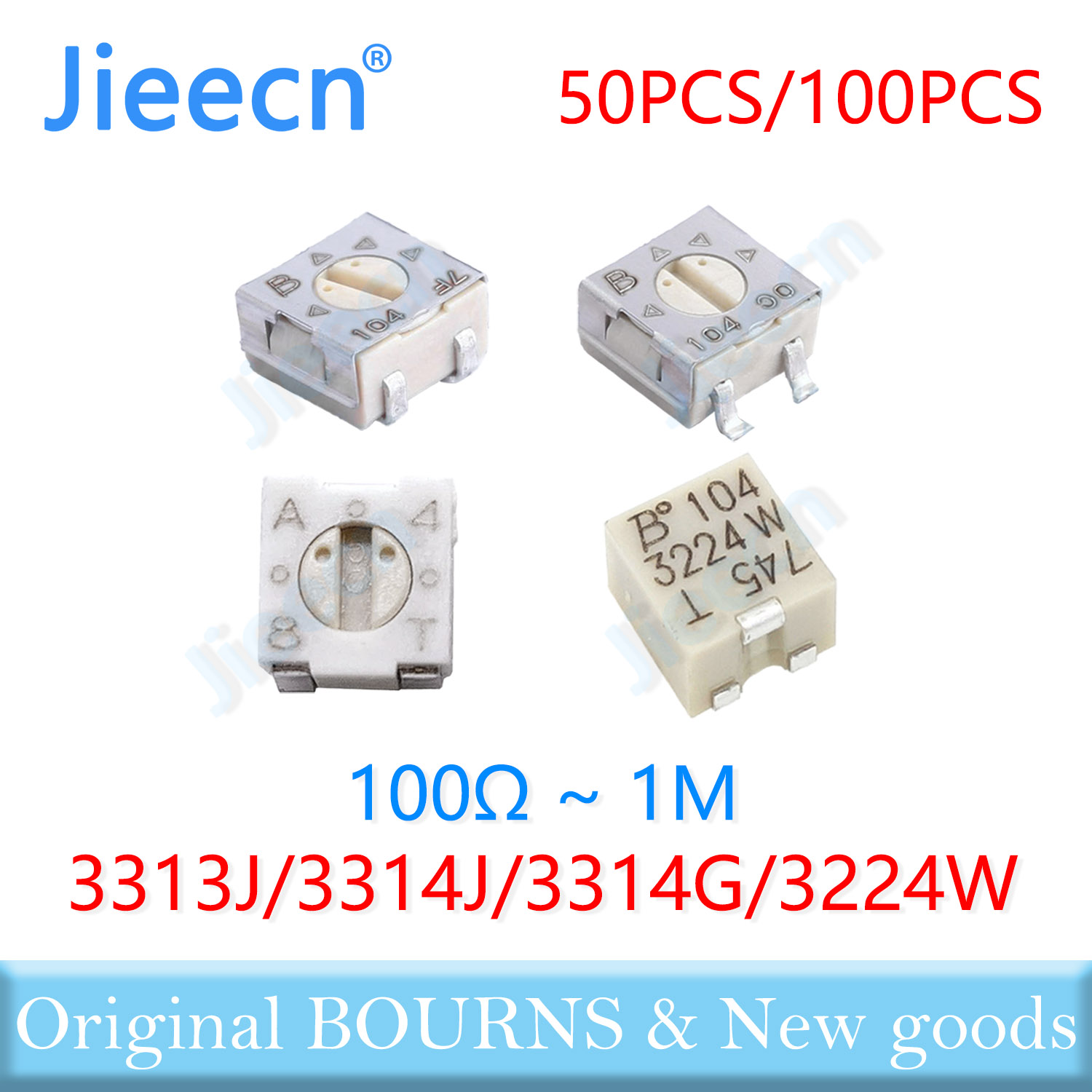 オリジナル 3313J 3*3 3314J 3314G 4*4 3224W 3314 3224 トリミングポテンショメータ 100R 200R 500R 1K 2K 5K 10K 20K 50K 100K 200K 500K 1M