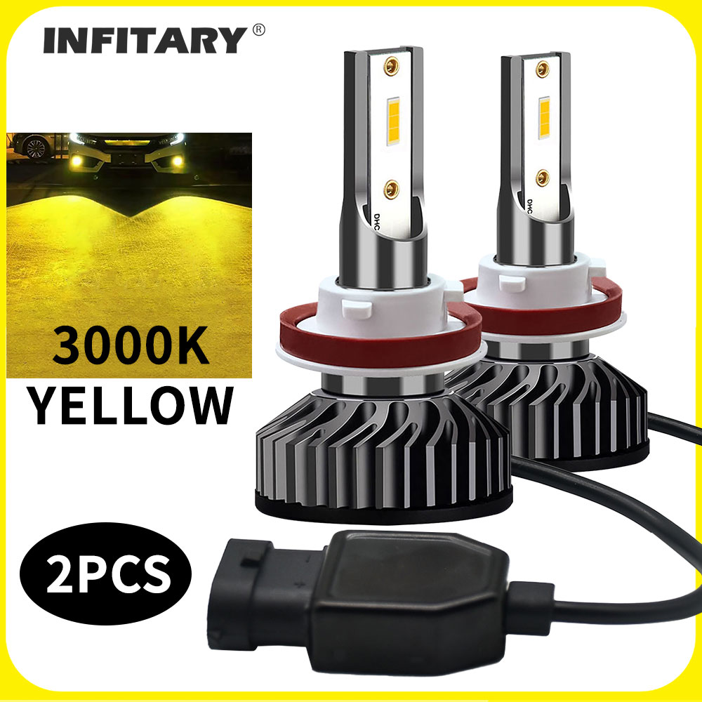Infitary H4 H7 880 3000K 黄色 LED ヘッドライト 20000LM 高フォグライト H1 H3 H11 9005 HB3 9006 HB4 自動車用 12V 車両電球