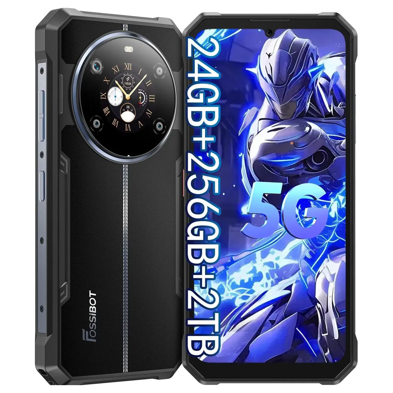 Fossibot [F109] 5G 頑丈な電話 24GB(8 16) 256GB 10600mAh 6.745 インチ Android 14 NFC 50MP Camra デュアルスクリーン顔 ID スマートフォン