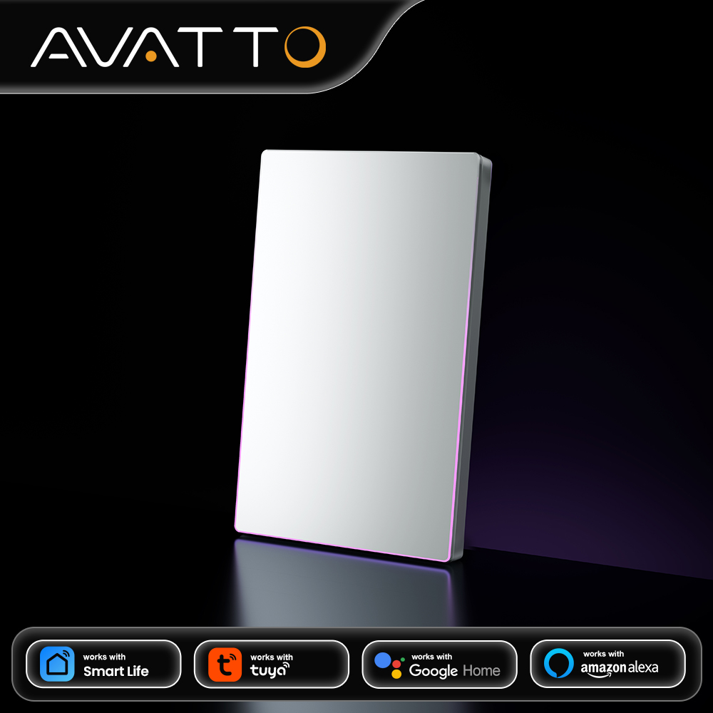 AVATTO WiFi ホワイト 1/2/3/4 ギャングスマートウォールライトスイッチ、周囲光サポート Tuya Alexa Google ホーム付きワイヤレスボタンスイッチ