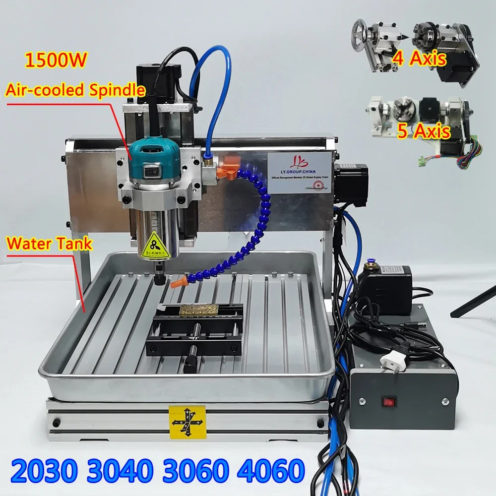LYF 2030 3040 3060 4060 CNC 彫刻機 1500 ワット 3 軸 4 軸 5 軸 CNC ウッドルーター彫刻ボール盤およびフライス盤