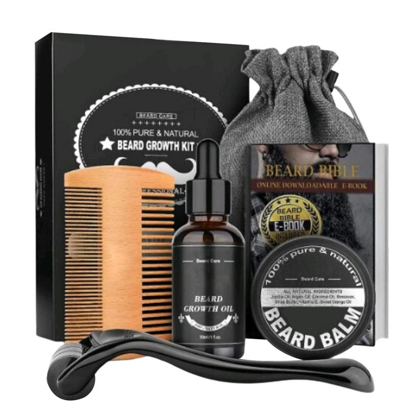 5 個男性ひげ Barba グルーミングひげセットひげ成長オイル男性ヘアエンハンサー太い口ひげグルーミングひげケアオイルコームバッグ