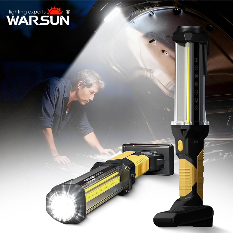 WARSUN ワークライト DJ60 充電式 LED ライト COB ポータブル磁気ベース