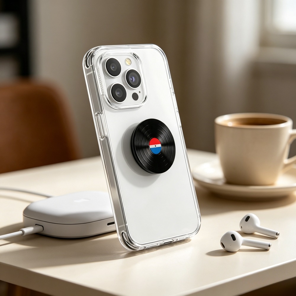 スタンドとスピナー付き粘着式電話グリップ ホルダー 45 RPM 多機能電話アクセサリ