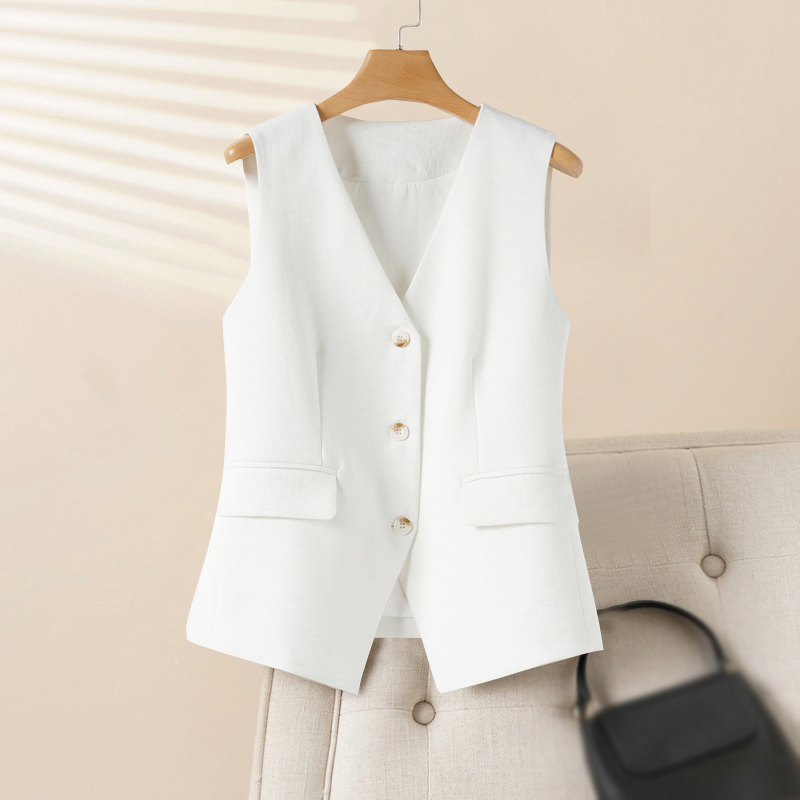 女性のための春夏の薄手のシングルブレスト V ネックベスト、単独でまたはアウターレイヤーとして着用できる通気性の高いトップス