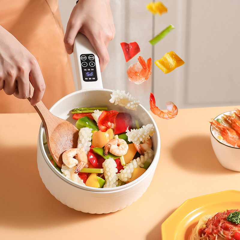 600 ワット電気調理鍋炊飯器マルチクッカーパンケーキスマート電気フライパンフライパン食品蒸し器寮鍋 1.6L