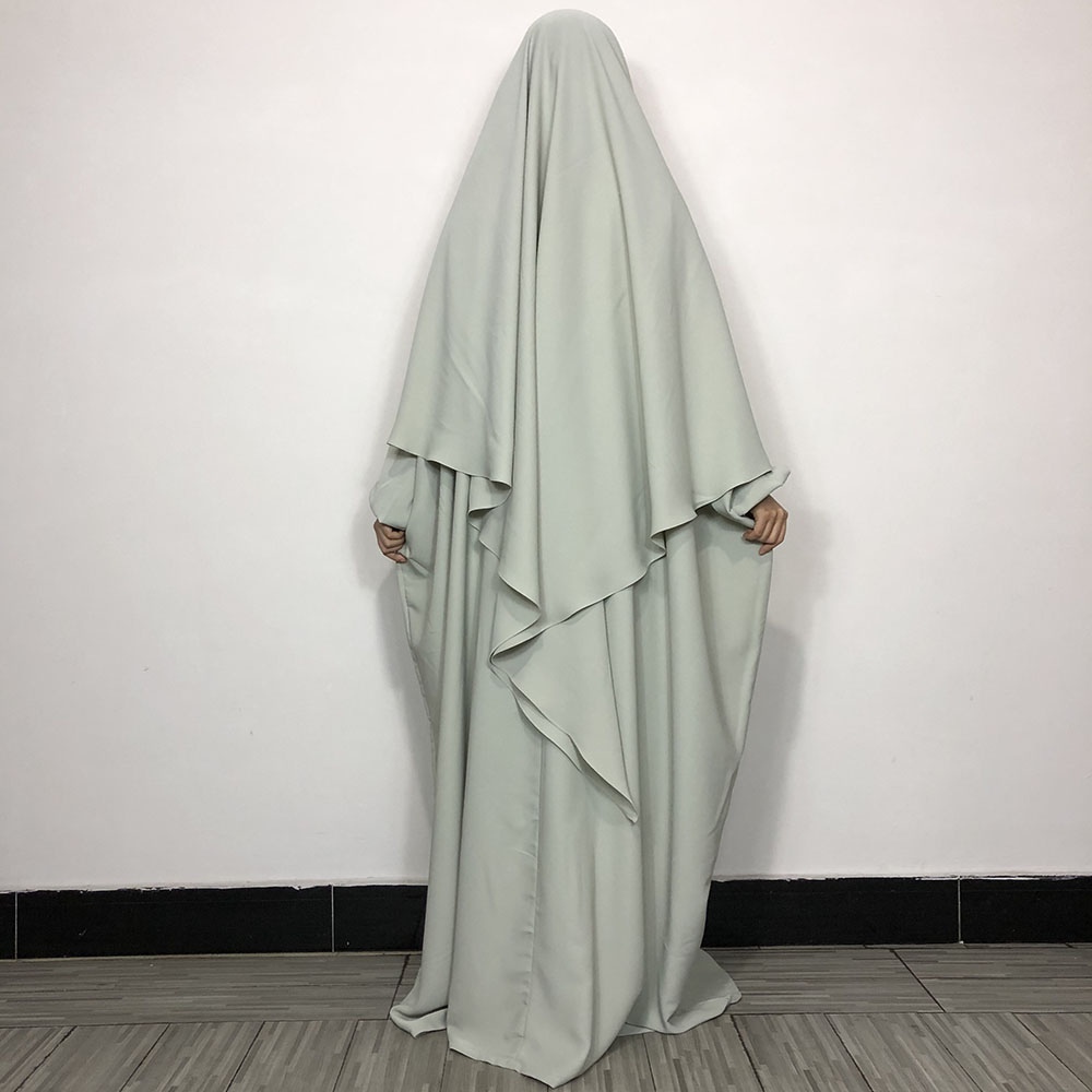 アバヤ Khimar セット高品質 Nida イスラム教徒の女性長袖ツーピース祈りヒジャーブドレスイスラム服