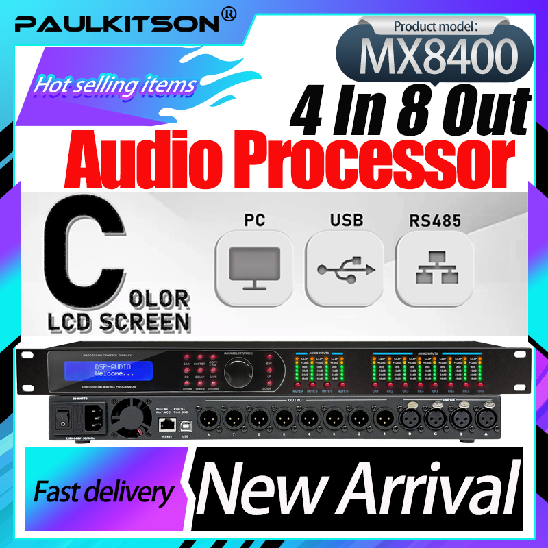 Paulkitson オーディオプロセッサ MX8400 プロフェッショナルリニアアレイステージパフォーマンス中国デジタルスピーカー低音ディバイダー 4 で 8 アウト