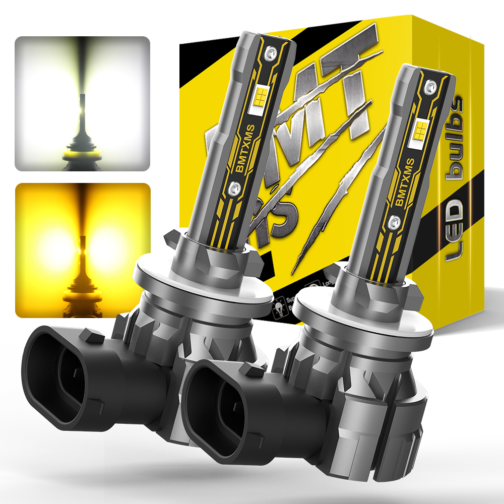 BMTxms 2 個 H27W/2 881 LED 電球フォグランプ車用 LED フォグドライビングランプハイライトソース CSP イエローホワイト H27W H27 LED 12V DRL