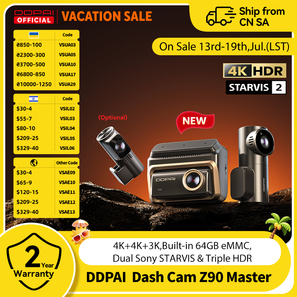 DDPAI 4K 4K 新しい Z90 マスターデュアル 4K フロントリアデュアル HDR ソニー車のダッシュカム ADAS 駐車場 5GHz WiFi カメラ DVR ビデオレコーダー