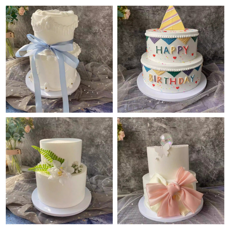 二重層模擬誕生日ケーキモデル、6-8インチ発泡プラスチックフェイクケーキサンプル、ウィンドウディスプレイ、ウェディングパーティーデコレーション