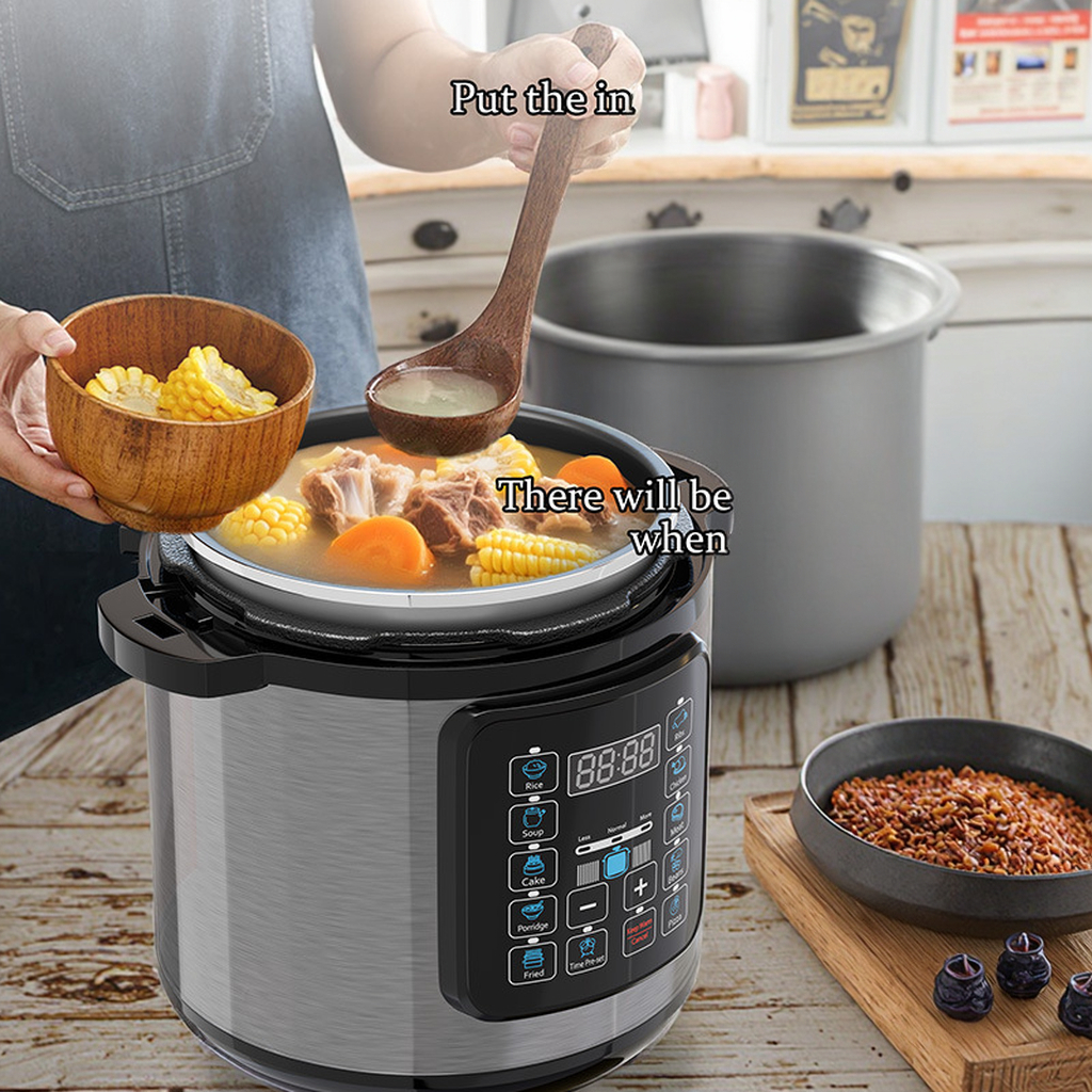 6L 電気圧力鍋多機能炊飯器シチュースープ蒸気マイコン制御キッチン調理鍋