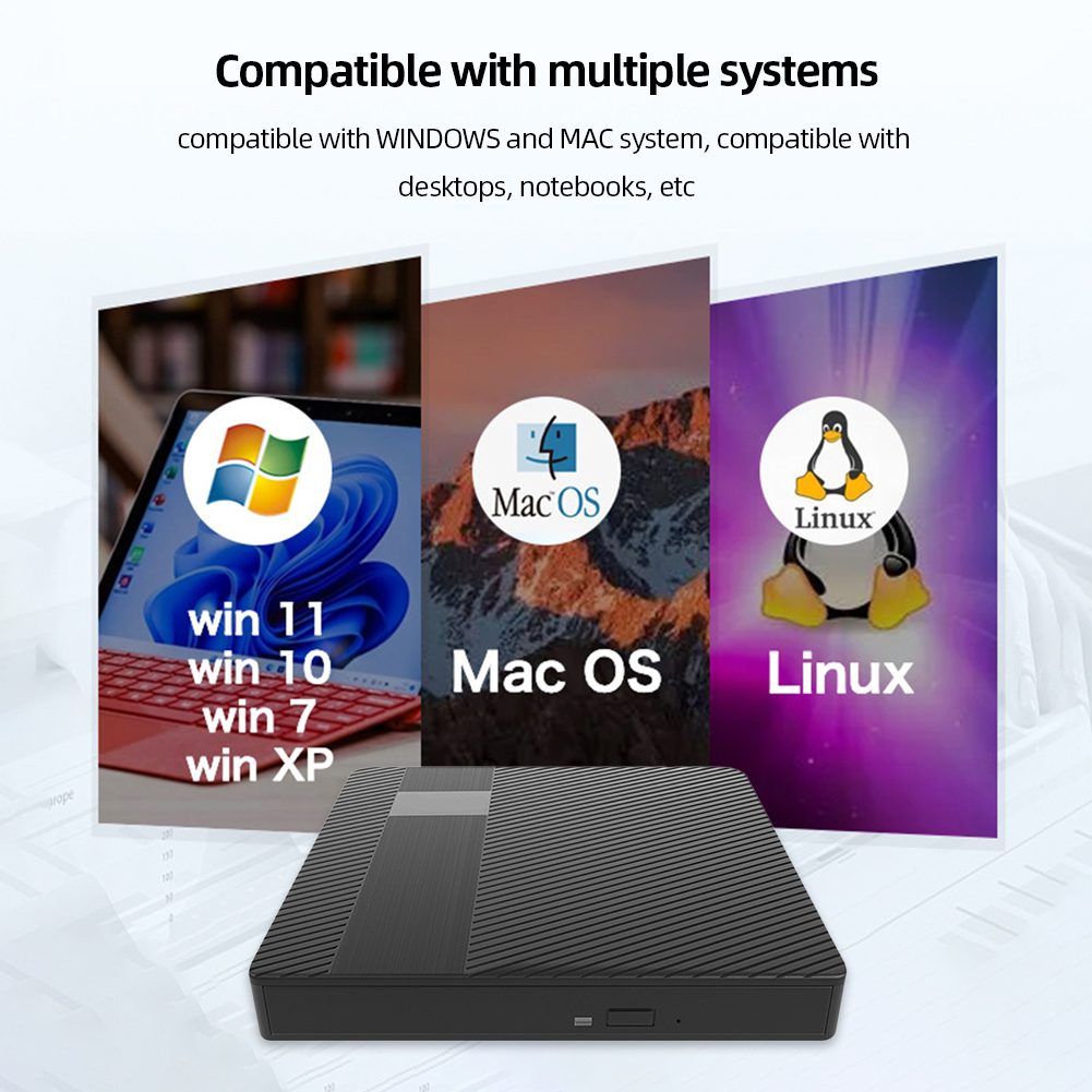 External CD DVD Drive USB 3.0 & Type-C Drive Burner Recorder for /Linux Windows 7/8/10/11 Laptop PC