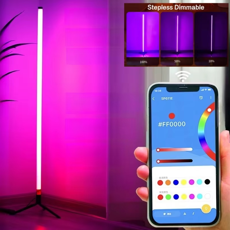 RGB フロアランプ、RGB コーナーフロアランプ、1 PC ベッドルームアンビエント照明、スカンジナビアスタイルの色変更調光ランプ