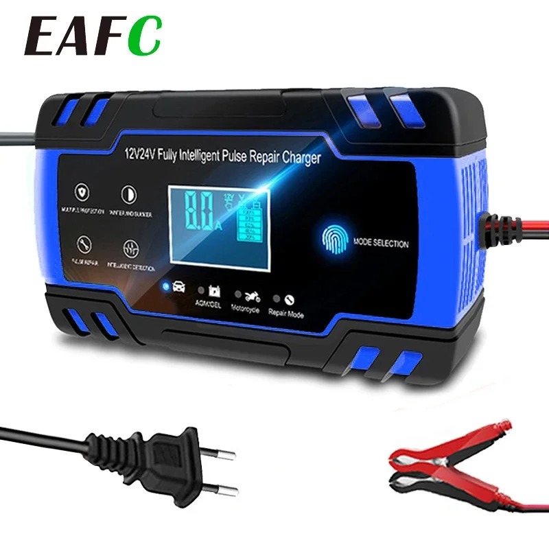 12-24V 6/8A 全自動バッテリー充電器デジタル Lcd ディスプレイ車のバッテリー充電器パワーパルス修理充電器ウェットドライ鉛酸