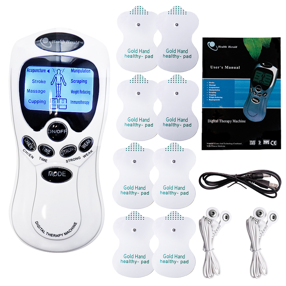 デュアル出力電気テンパルスマッサージ器電気 EMS 筋肉刺激装置鍼マッサージ首背中全身