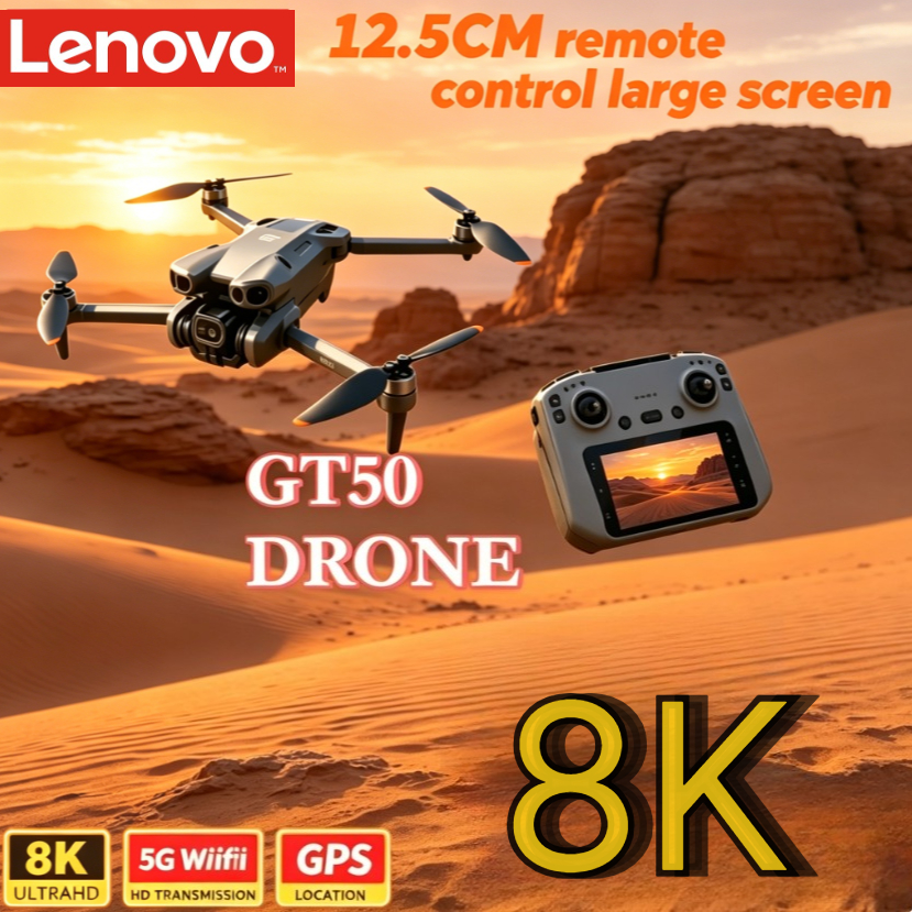 レノボ GT50 GPS 折りたたみ式ドローン 8K デュアルカメラ 5G WIFI FPV ブラシレス 12.5cm スクリーン RC オプティカルフロー Quadcopter ドローン