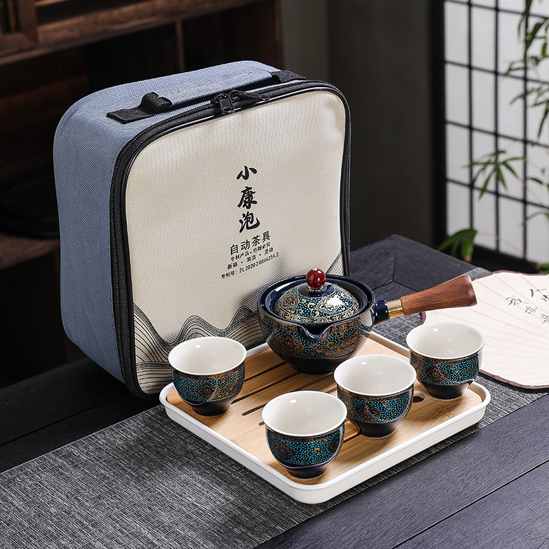 中国カンフー茶セット砂セラミック茶セット旅行カンフー茶セットギフト磁器紫土ポット注がれたセラミック茶セット