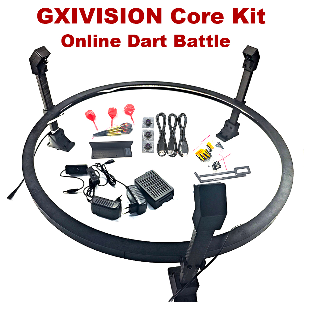 GXIVISION コアキット オートダーツ対応 DIY ハードウェアセット マイクロコンピューター + カメラ 3 個 + ホルダー + ダーツ LED ライトリング + ダーツ