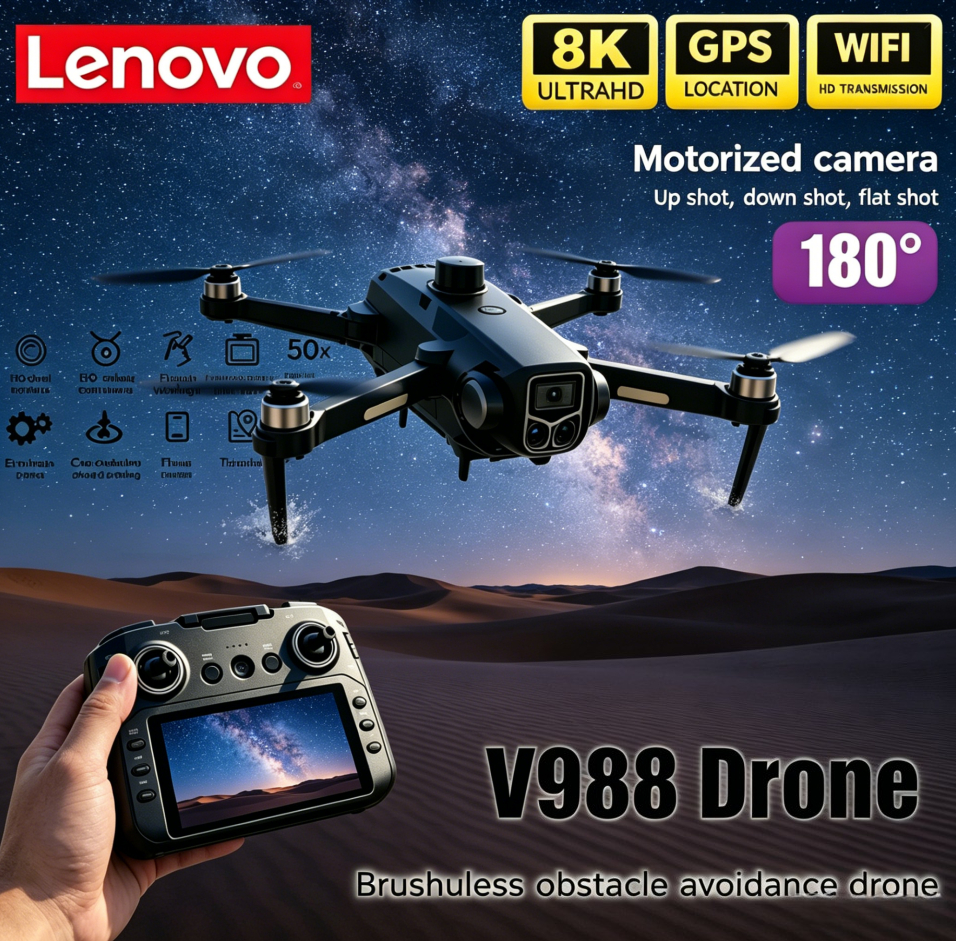Lenovo V988 大画面リモコン Quadcopter 折りたたみ式 8K HD デュアルカメラ 5G WIFI FPV プロフェッショナル障害物回避ドローン