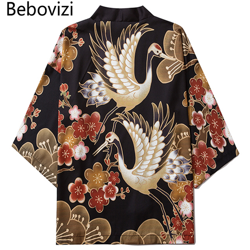 Bebovizi タンチョウ着物女性カーディガン浴衣 2020 ファッション男性羽織帯服アジアシャツ国家伝統服