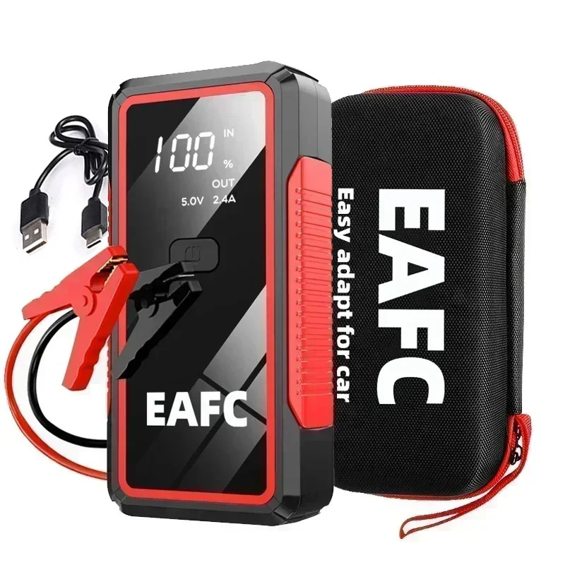 EAFC 12V 車のジャンプスターター電源銀行ポータブル車のバッテリーブースター充電器始動装置自動緊急始動照明