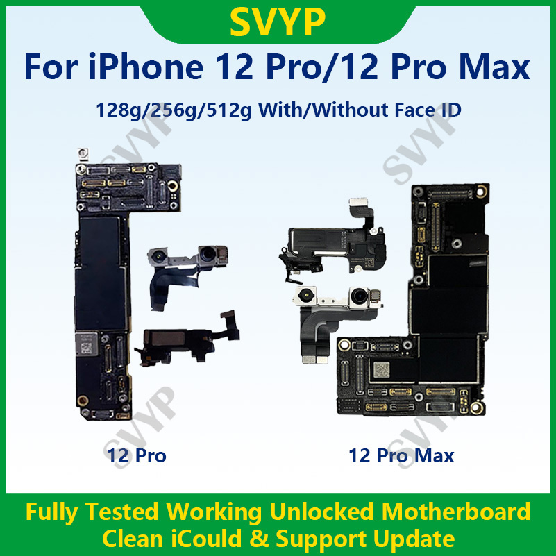 iPhone 12 Pro Max 128g/256g 用の完全にテストされた本物のマザーボード、顔 ID 付きロック解除済みメインボード、iCloud 高速配送
