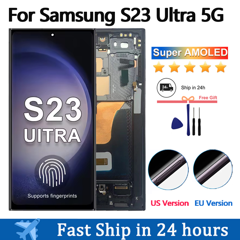 6.8 インチ スーパー AMOLED Samsung Galaxy S23 Ultra S918 LCD ディスプレイ タッチ スクリーン デジタイザー アセンブリ サポート指紋と S ペン