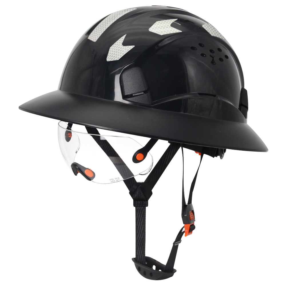 建設ヘルメットエンジニア用ゴーグル内蔵フルつば安全ヘルメットサスペンション 6 点レスキュークライミングヘルメット CE