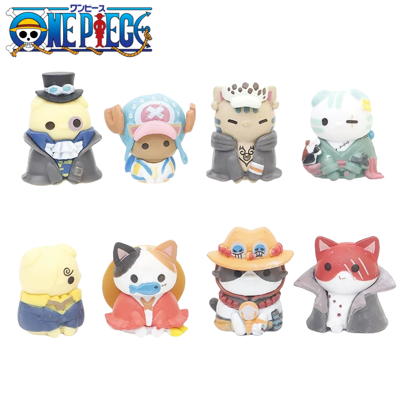 8 ピース/セットワンピース猫 Cos トニートニーチョッパーポートガス · D · エーストラファルガー · ローケーキ装飾 PVC モデルフィギュアおもちゃ