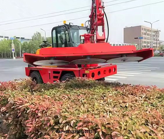 四輪駆動景観ヘッジトリマー道路緑化植物葉っぱ車両トリマー市営