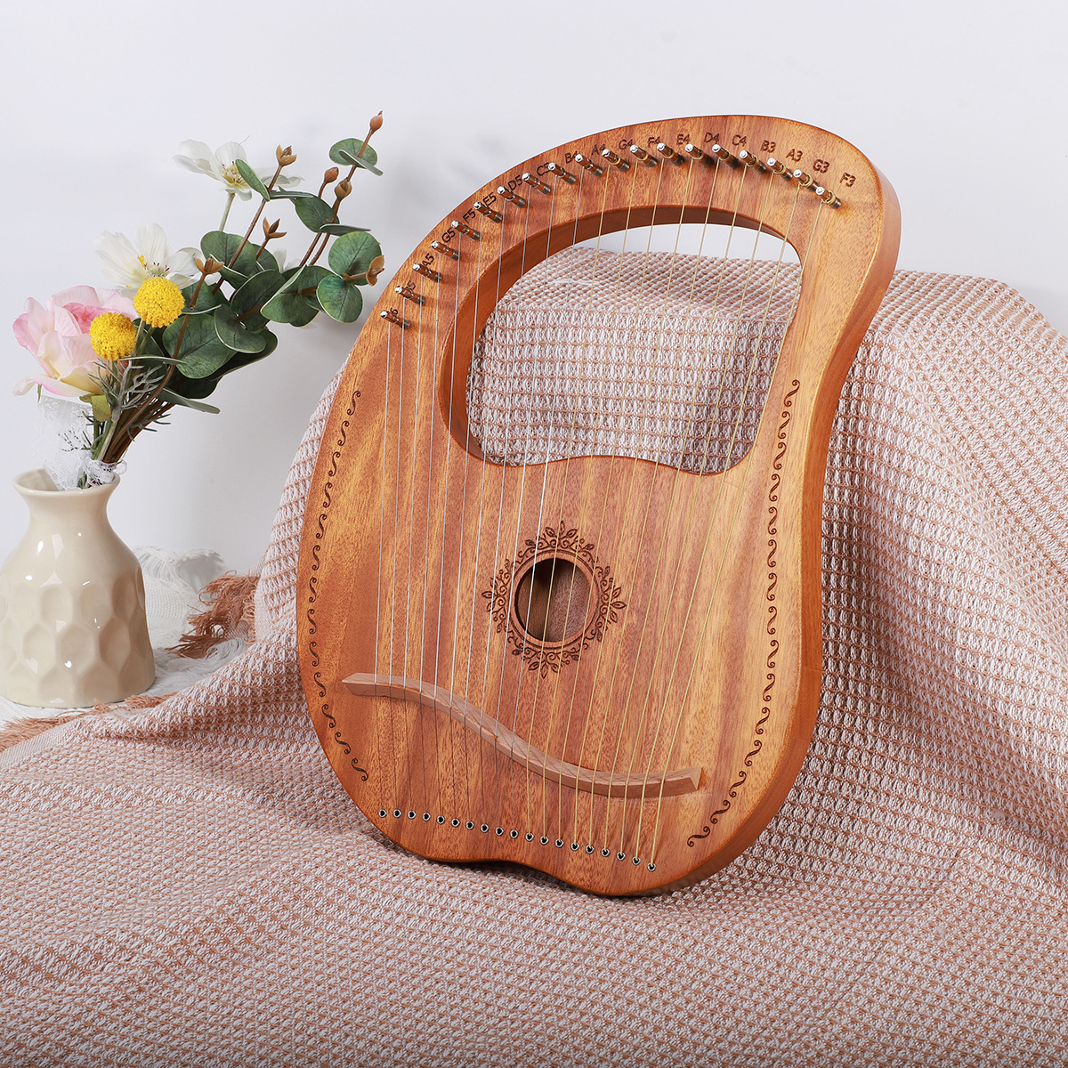 16 弦リラハープ 19 7 弦マホガニー材ポータブルハープバッグピアノ楽器とスペア弦