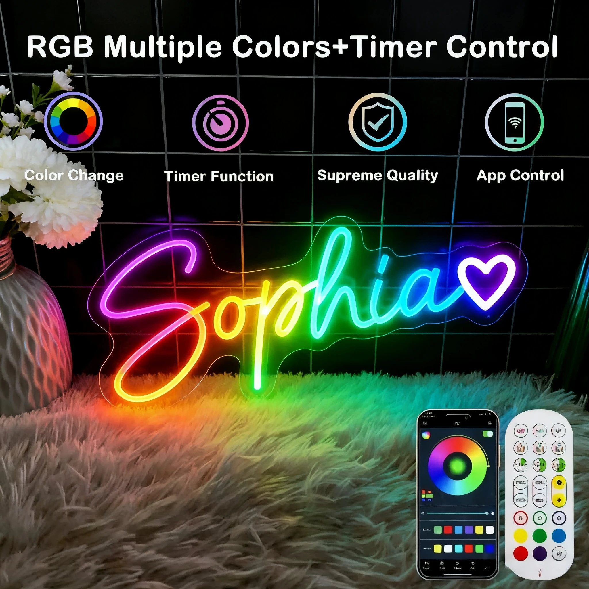 RGB カスタムネオン Led サインスマートアプリネオンライトサイン寝室の結婚式の装飾パーソナライズされたネオンライト手作りギフト