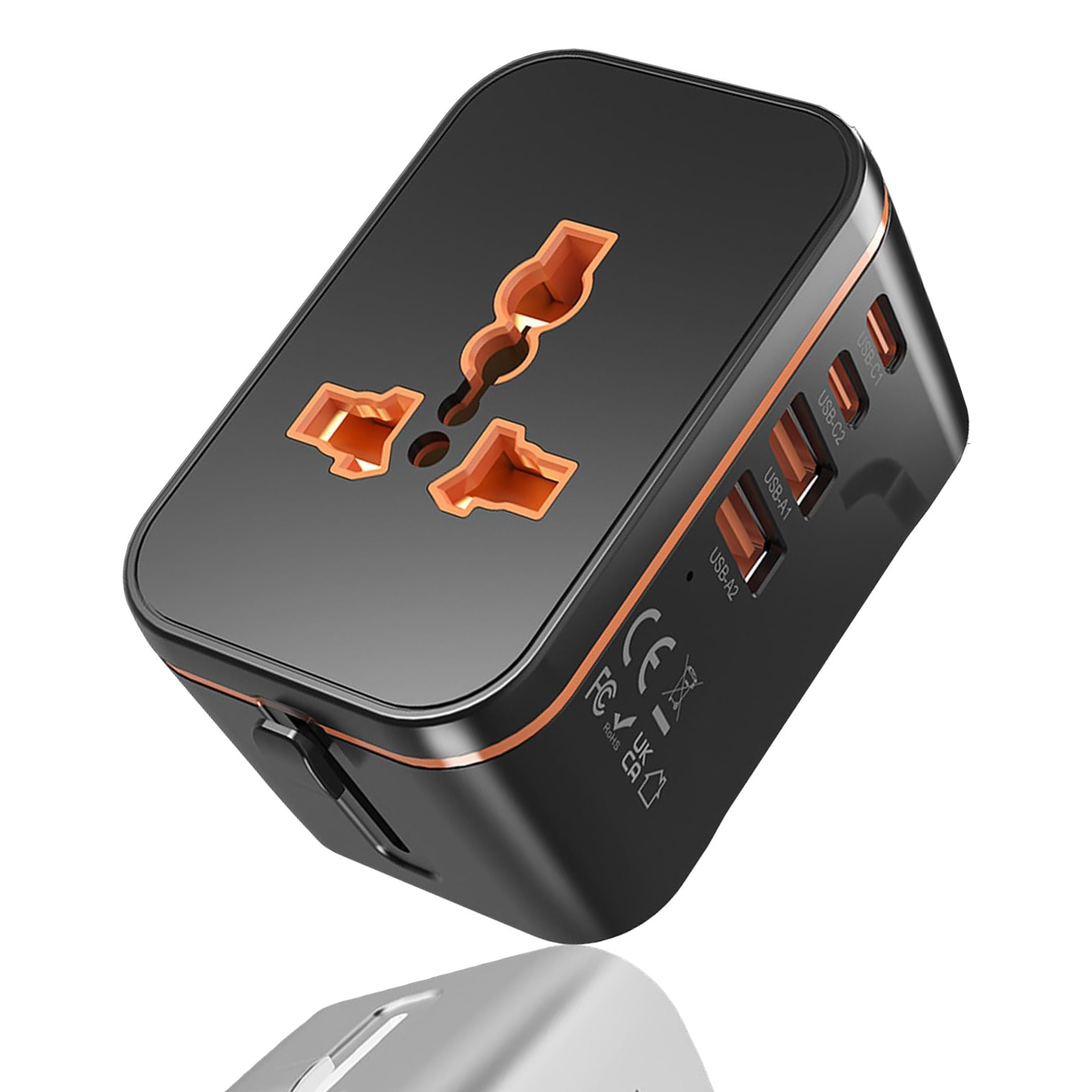5-In-1トラベルチャージャー、ワールドオールインワンユニバーサルトラベルアダプター、2つのPD20W 2つのQC3.0高速充電ポート、旅行、家庭用