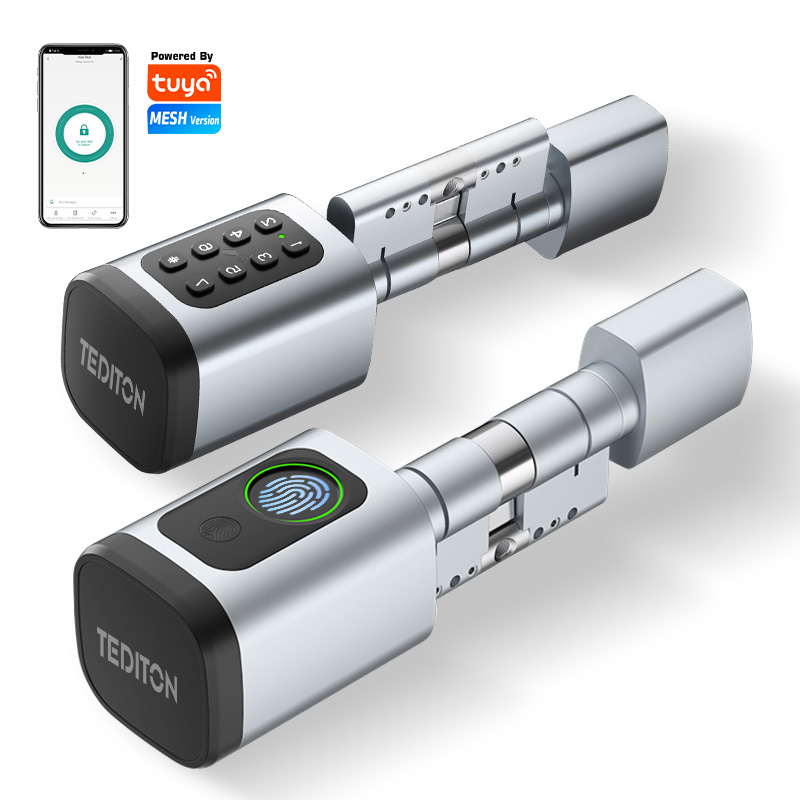 ユーロ TTLock アプリ指紋またはコードパスワードデジタル RFID カードシリンダースマートドアロック電子 Alexa Google Home