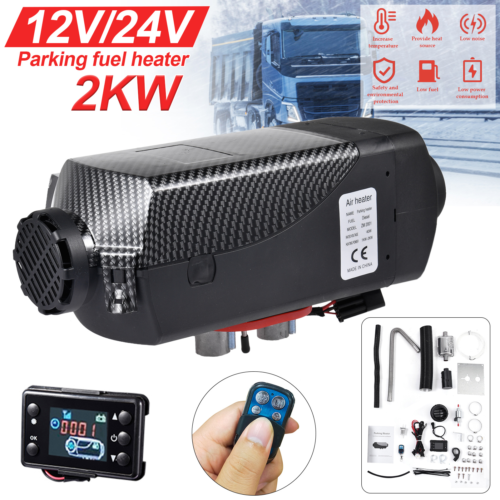 車のエアヒーター 2KW 12 V/24 V 点火銅ヒーター統合補助ヒーター自動駐車燃料ヒーター WebSat