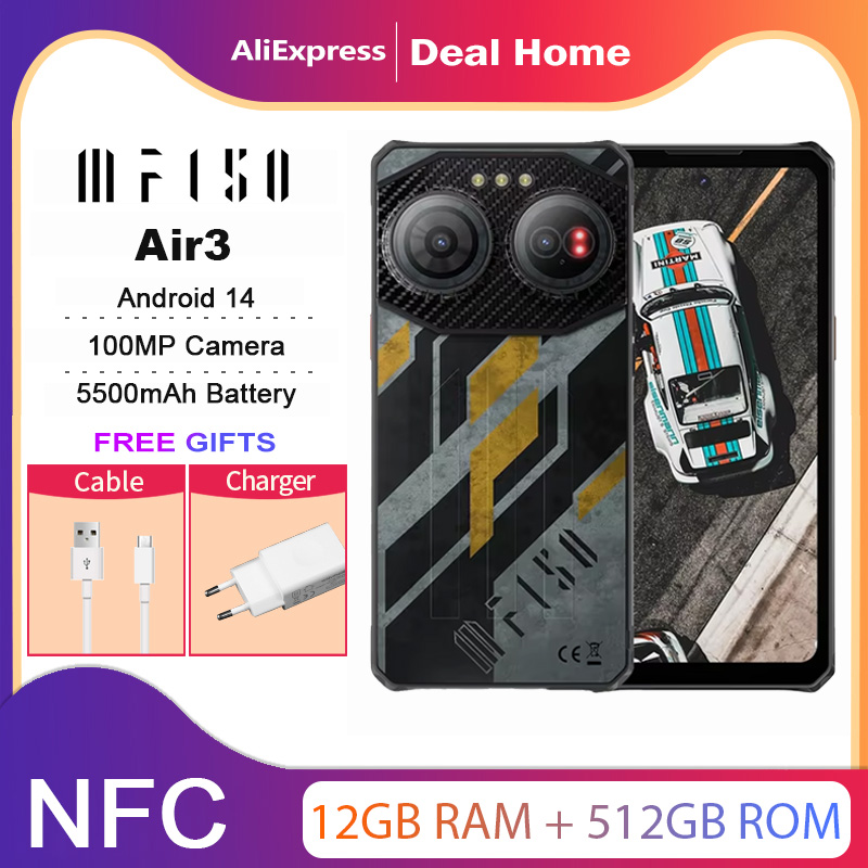 IIIF150 Air3,NFC,12 Гб + 512 Гб,100MP Night Vision Camera,5500 мАч,Android 14,MTK G96,6.6'' Screen,4G глобальна