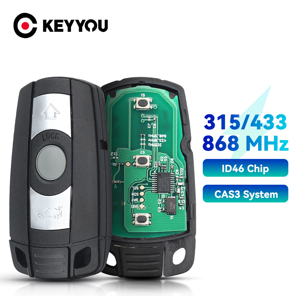 KEYYOU With Battery KR55WK49123 For BMW E60 E61 E70 E71 E72 E81 E82 E87 E88 Fob PCF7945 Chip 315MHz/433Mhz/868MHz Remote Car Key