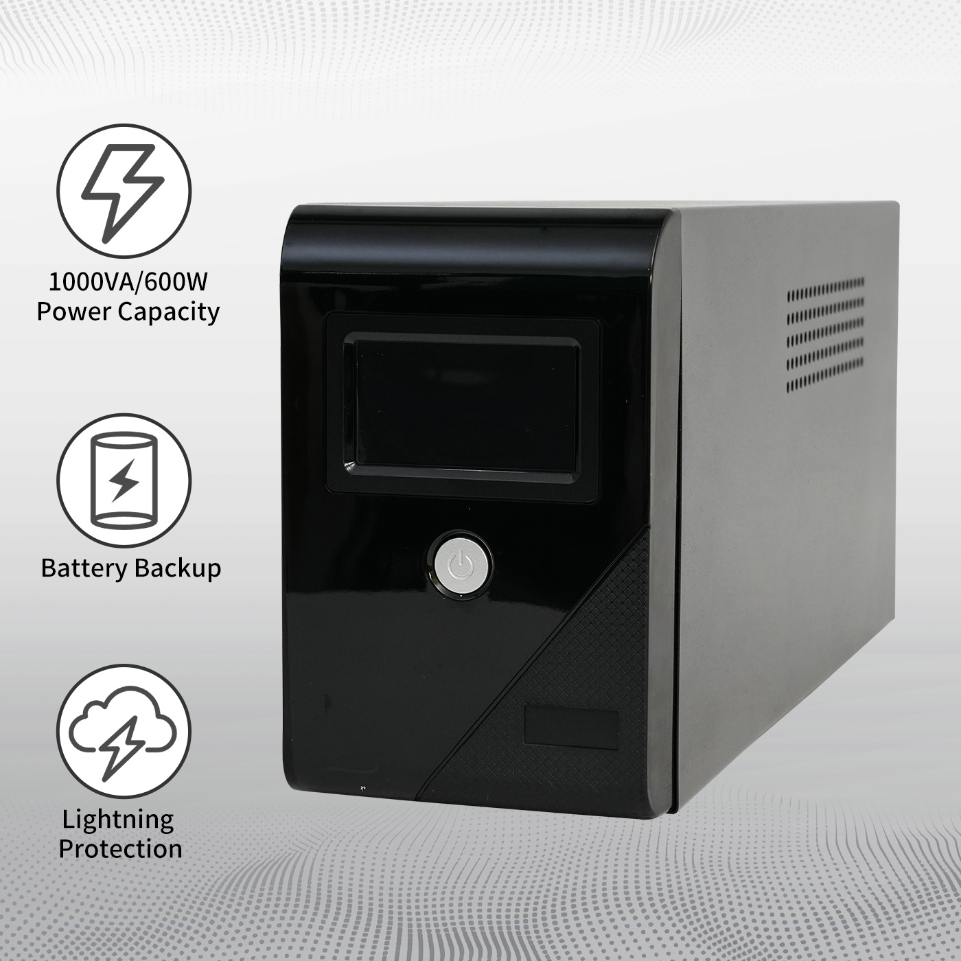 1000VA/600W 120V UPS電源装置 バッテリー式スタンバイ電源 3つのコンセントとLCDディスプレイ付き サージプロテクター 家庭用およびオフィス用