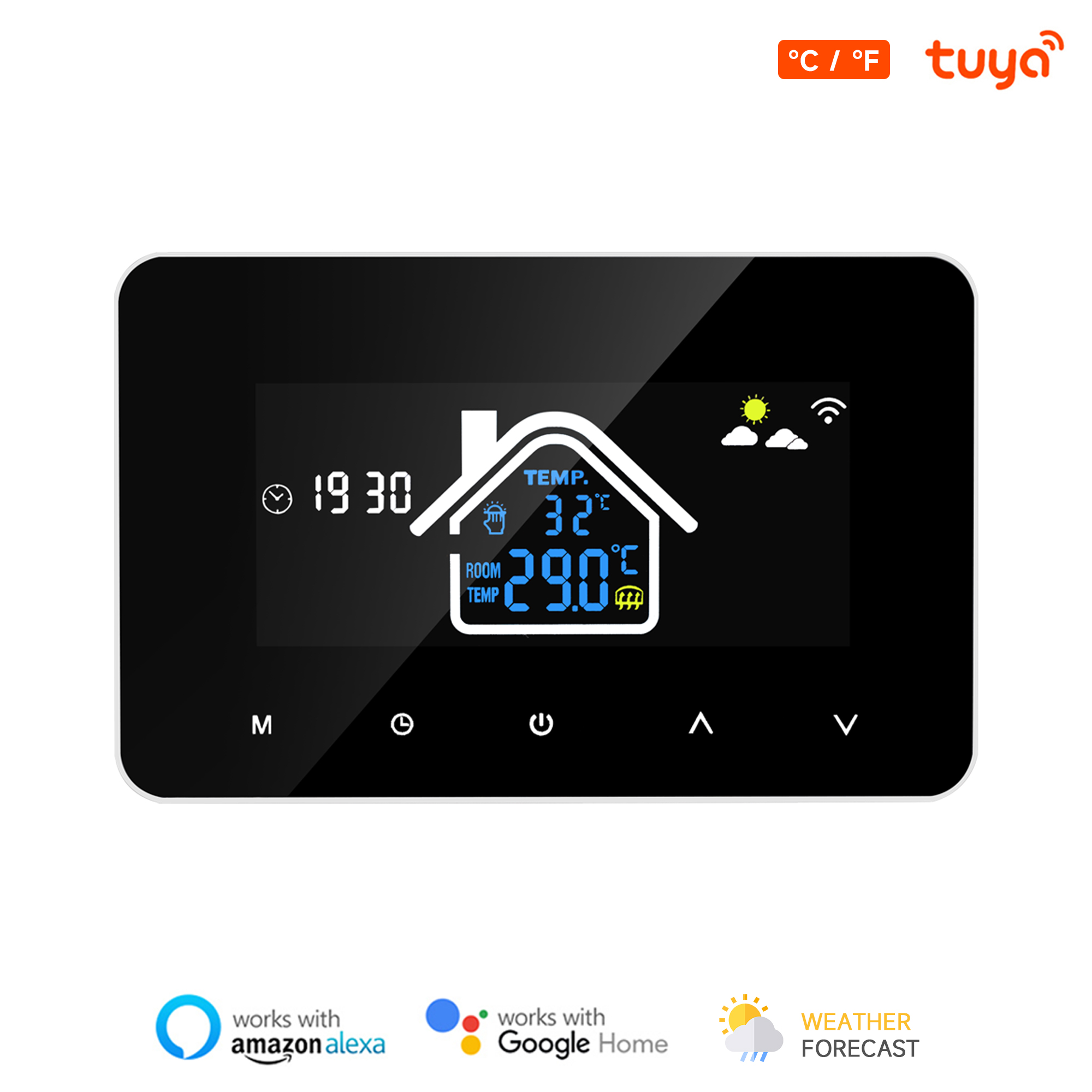 WiFi スマートサーモスタット温度コントローラー電気床暖房給湯 LCD ディスプレイアリス Alexa Google ホーム