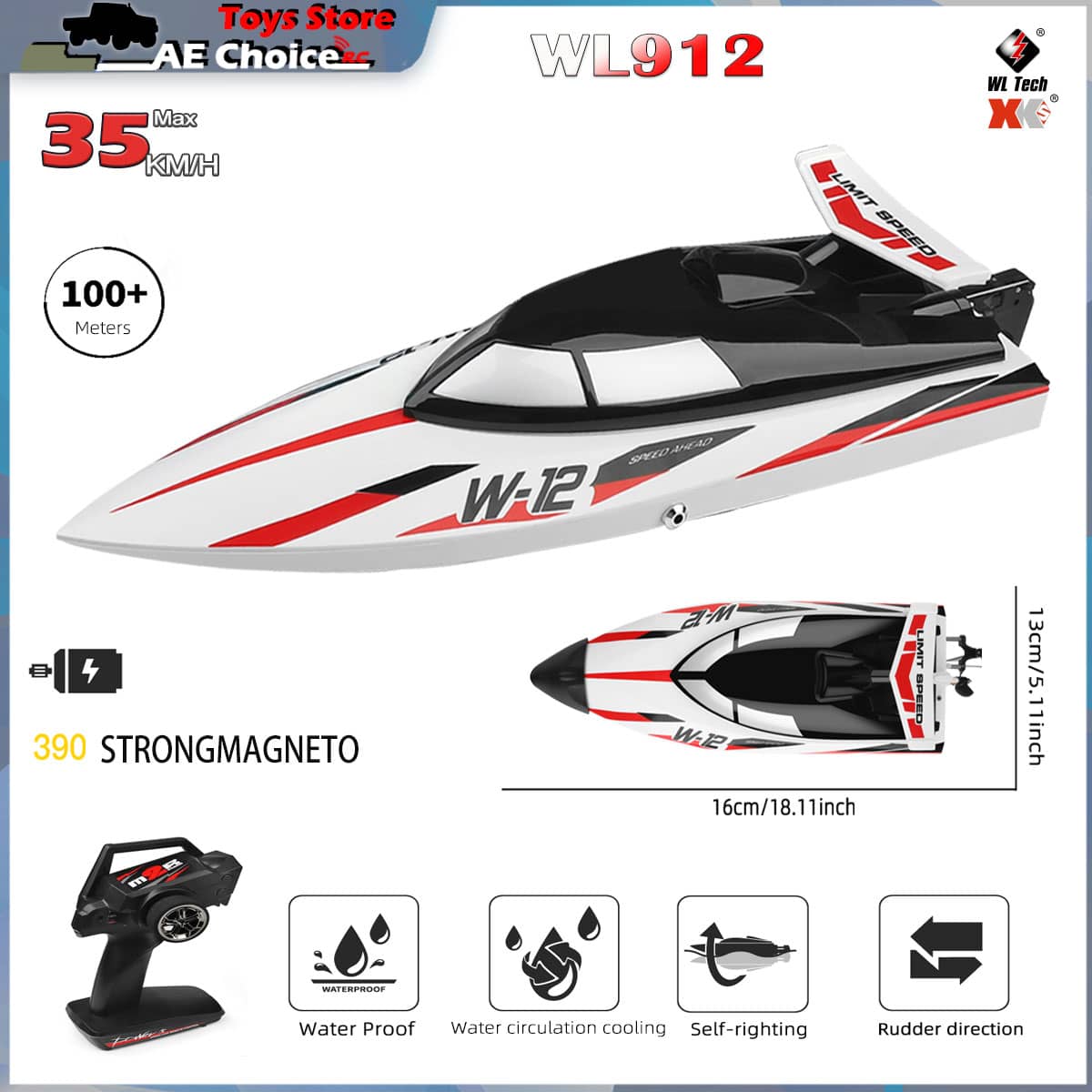 Wltoys RC ボート Wl912 35 キロ/h 高速レーシングボート 2.4GHz 転覆保護プロのリモートコントロールボートのおもちゃ子供のためのギフト