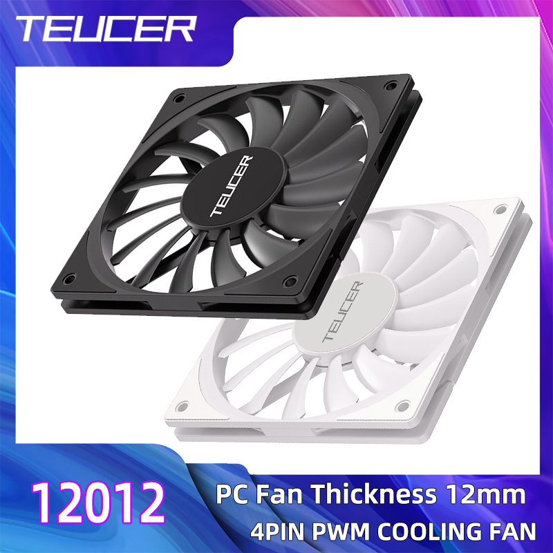 TEUCER TE-12012 超薄型冷却ファン 120x120x12mm 超薄型 低騒音 4PIN PWM デスクトップコンピュータ用CPUクーラー